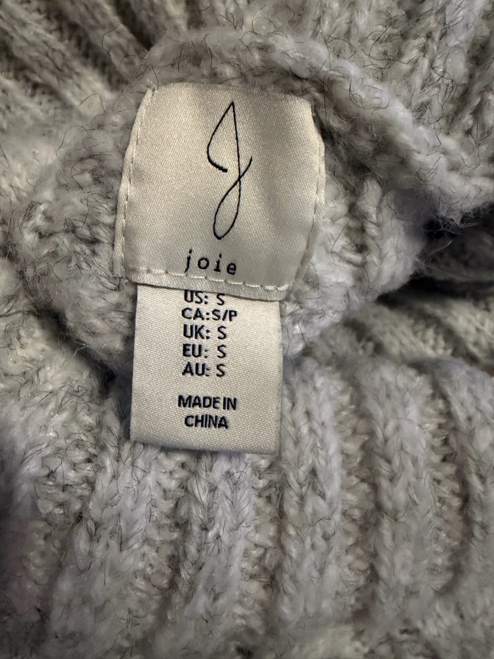 Joie Gray Cable Knit Turtleneck Sweater Vest Sleeveless Wool Blend Size S - Picture 4 of 7
